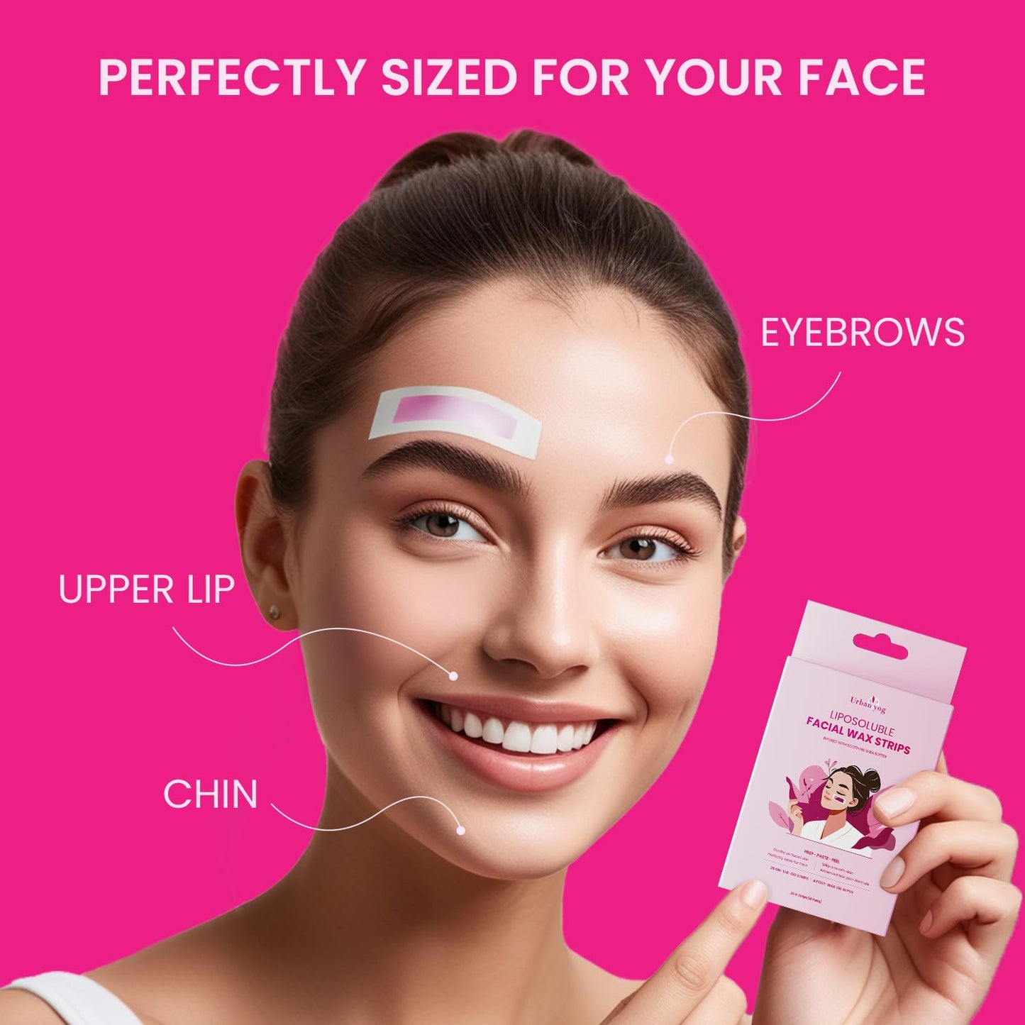 Facial Wax Strips for Women - 20 Strips + 4 Wipes, Shea Butter