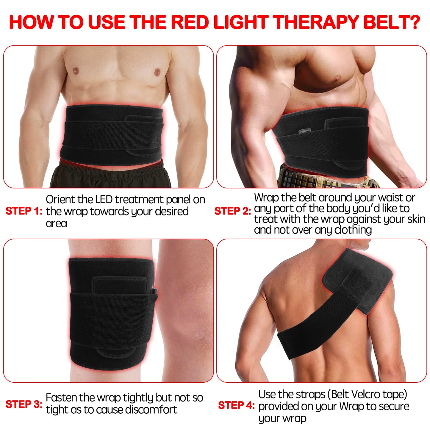 Red Light Therapy Wrap with Timer 660nm & 850nm for Body - Flexible & Hands-Free