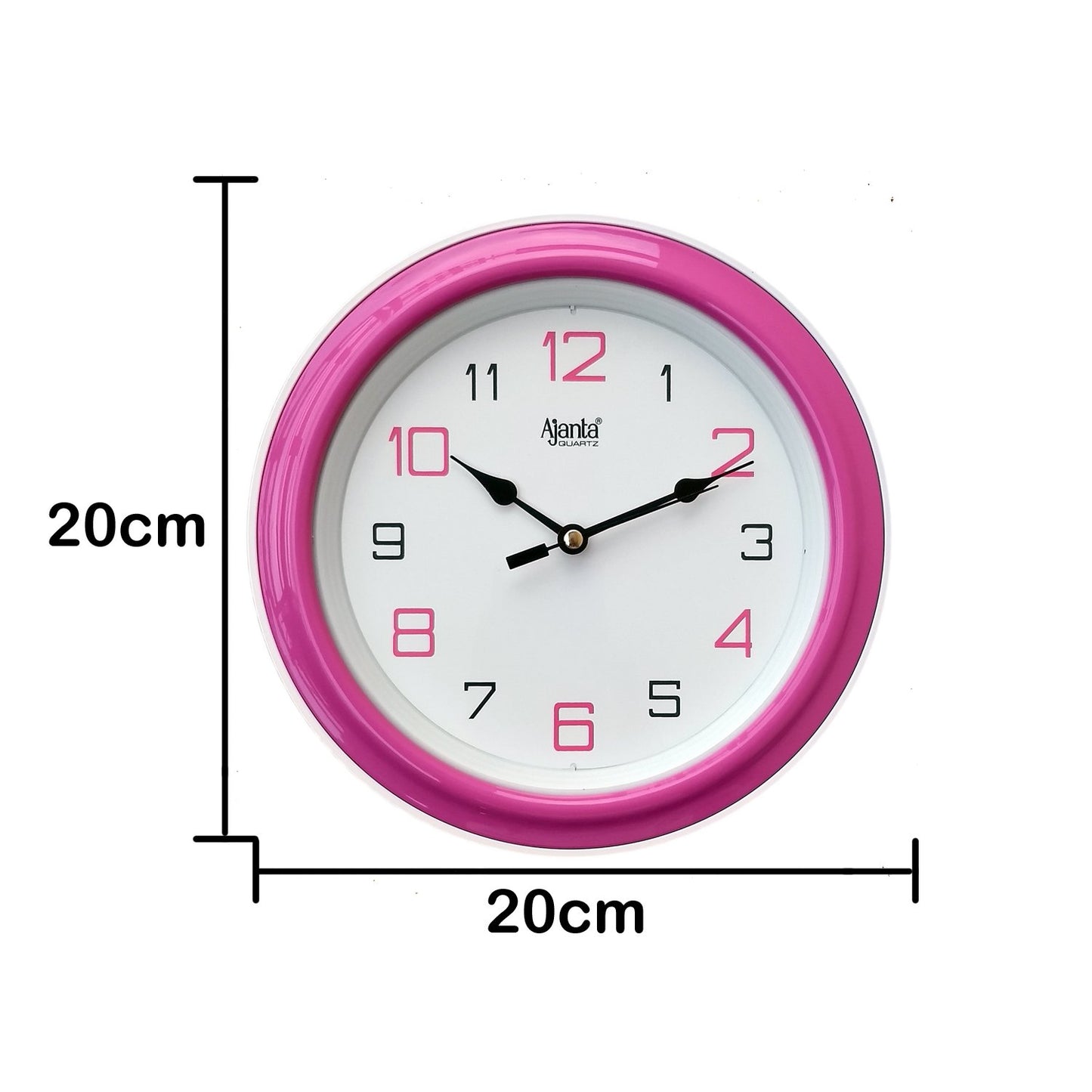 Round Pink Plastic Analog Wall Clock - 20.5 cm with Step Movement