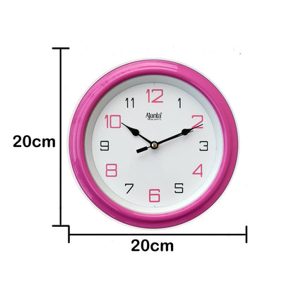 Round Pink Plastic Analog Wall Clock - 20.5 cm with Step Movement