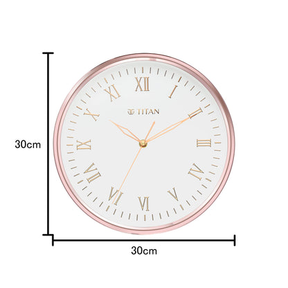 Titan Rose Gold Analog Wall Clock with Silent Sweep Technology, 30 x 30 cm