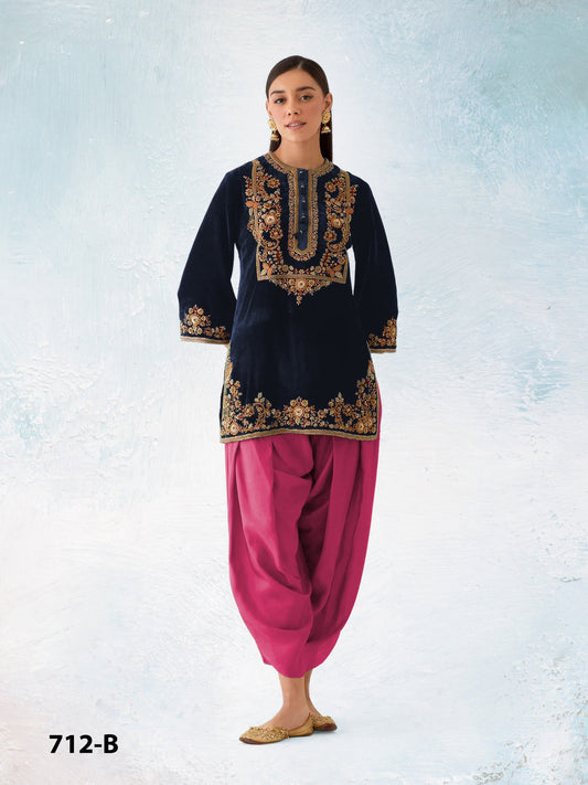 Anaita Black-Red Embroidery Sequence & Thread Work Velvet Salwar Suit