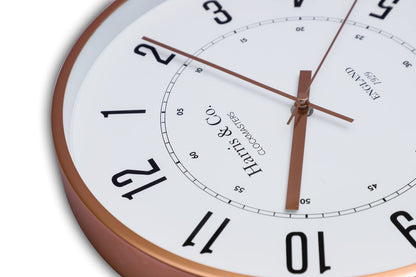 Wall Clock with Silent Sweep Technology, 12 Inch, Rose Gold Metal Frame