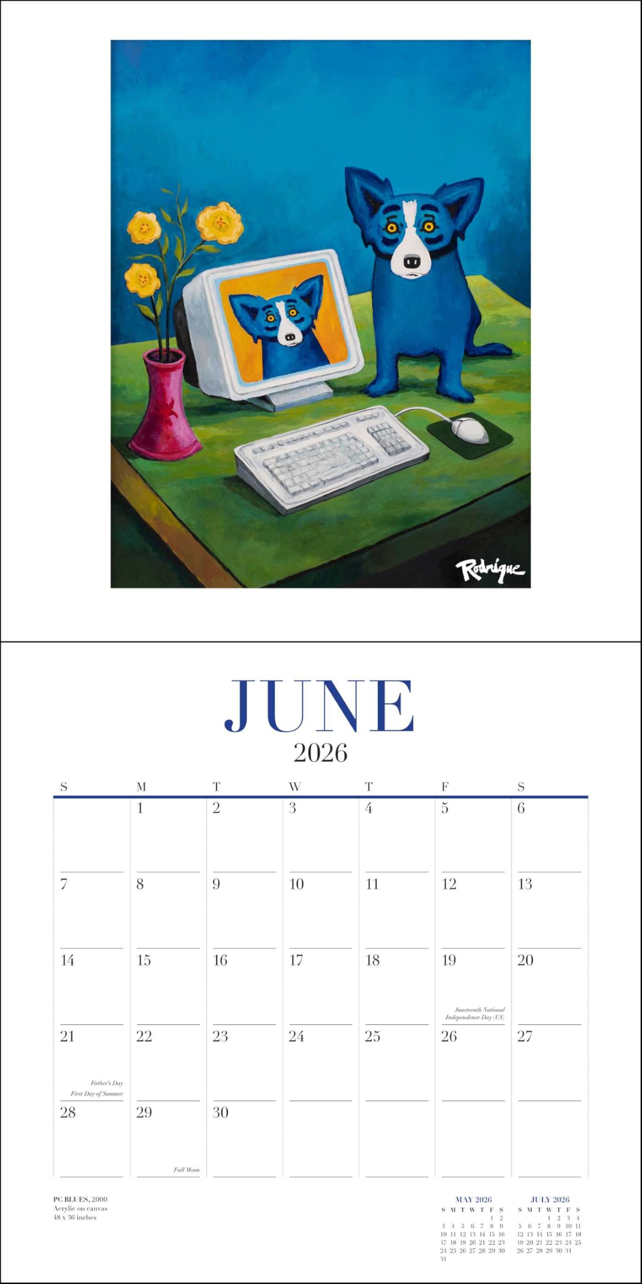 Blue Dog 2026 Wall Calendar