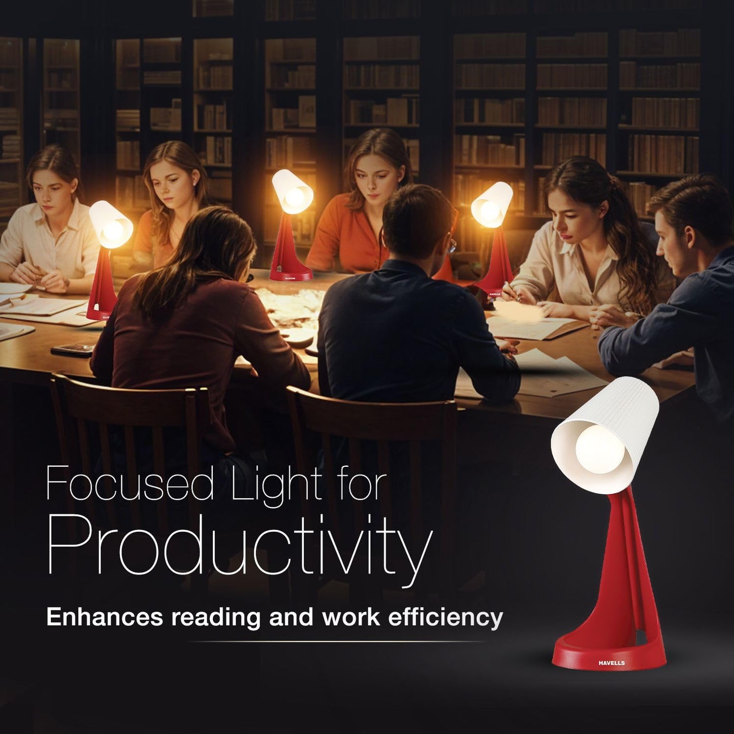 Table Lamp with Dual-Tone Finish Red & White - LED Compatible - ABS Material - 1.5m Cord