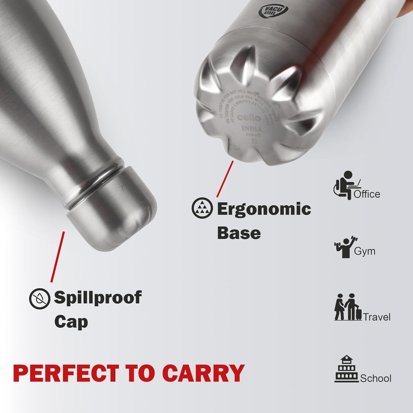 CELLO Swift Insulated Stainless Steel Flask Water Bottle for Daily Use 2000 ml
