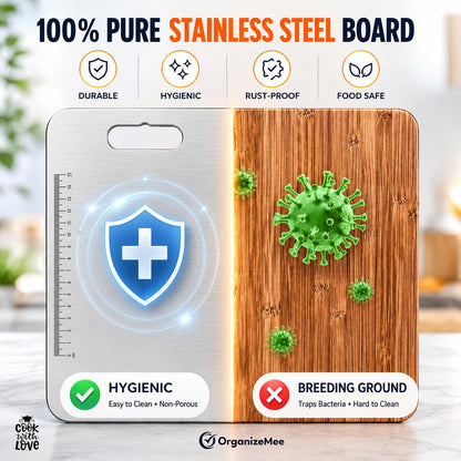OrganizeMee Stainless Steel Chopping Board (Medium)(31.8CM X 21CM)