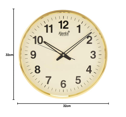 Ajanta Quartz Analog Wall Clock 32 cm Gold Plastic
