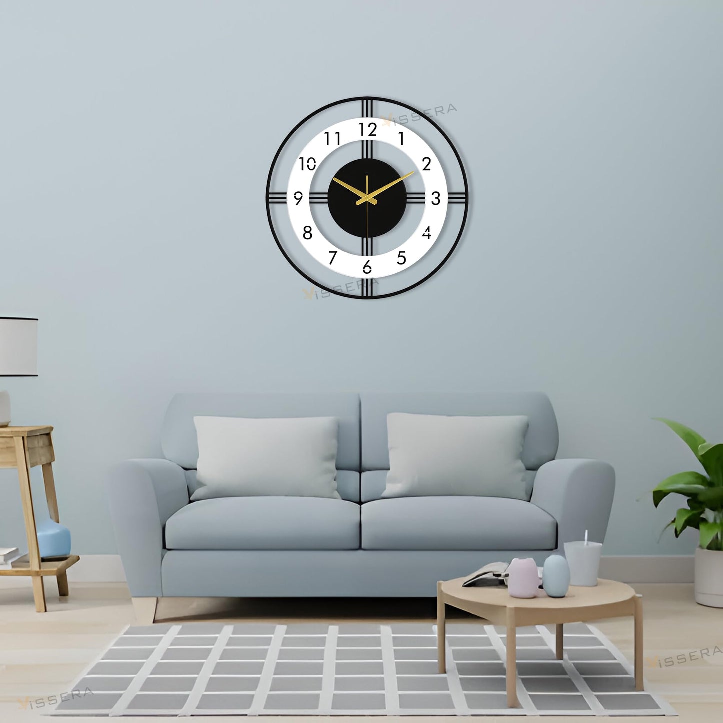 Large Silent Metal Wall Clock - Antique Design for Living Room - 60cm