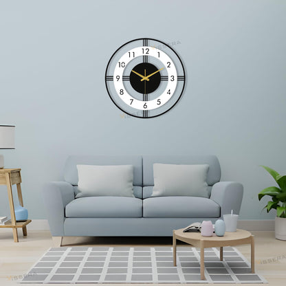 Large Silent Metal Wall Clock - Antique Design for Living Room - 60cm