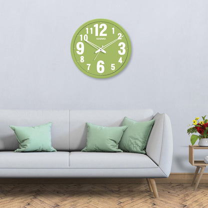 12-Inch Light Green Plastic Analog Wall Clock with Silent Movement