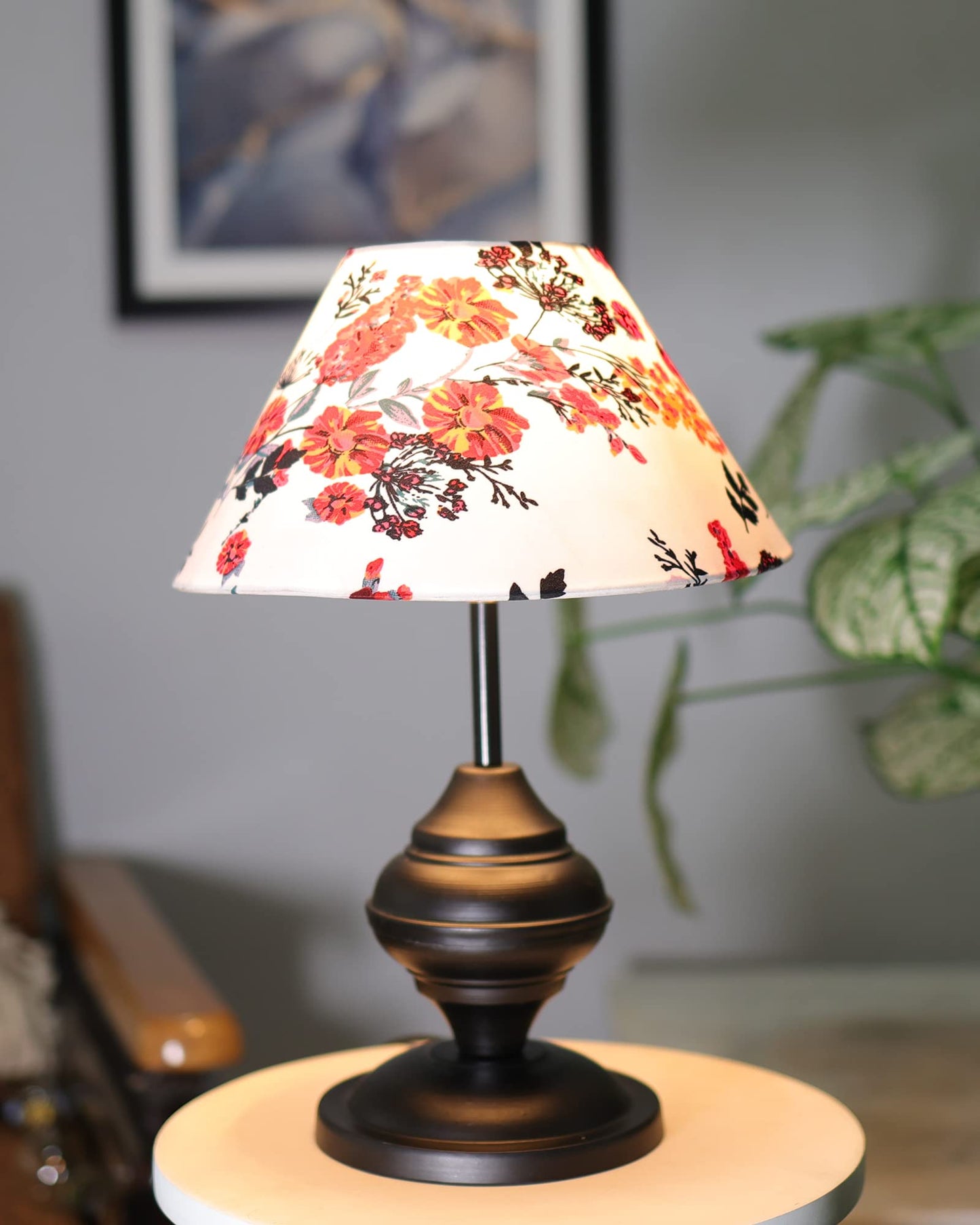 Table Lamp with Fabric Shade Black Metal 25x25x40cm