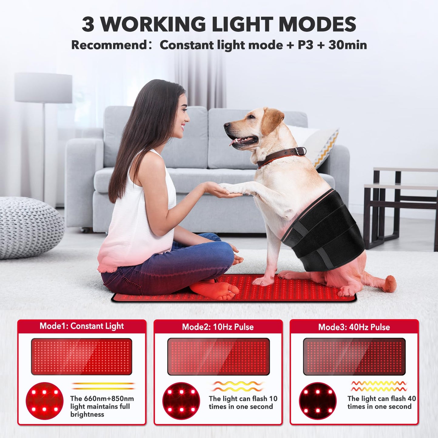 Red Light Therapy Belt with Timer and Remote Control, 660nm 850nm Infrared, 31.5" x 11.8" for Back and Full Body