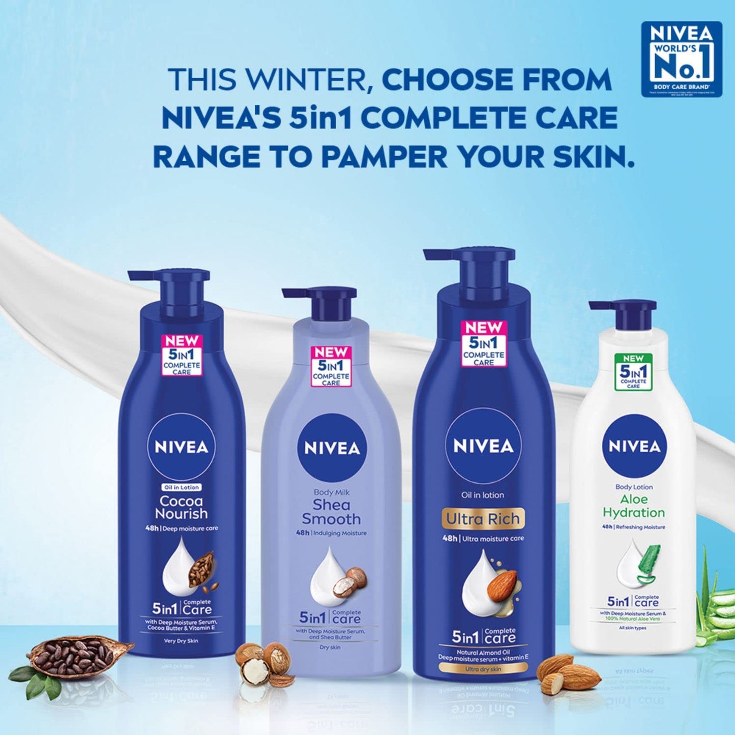 NIVEA Nourishing Body Milk Lotion 600ml 48H Moisture Almond Oil