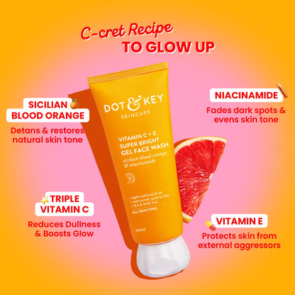 Vitamin C + E Super Bright Gel Face Wash for Glowing Skin