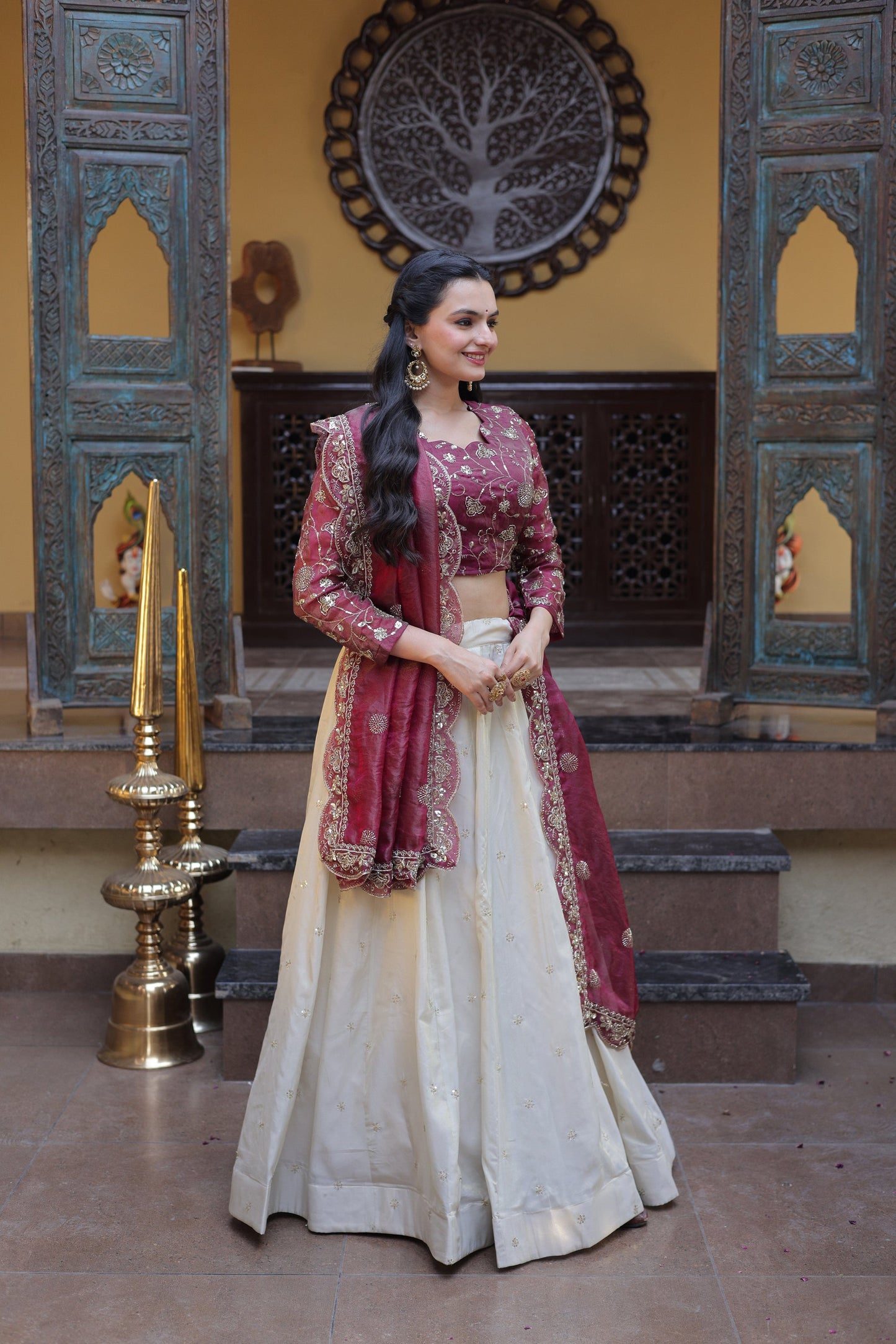 Lorenvalley Fashion Magenta Cosmos Fabrics with Zari & Sequins Embroidered work Lehenga Choli with Dupatta