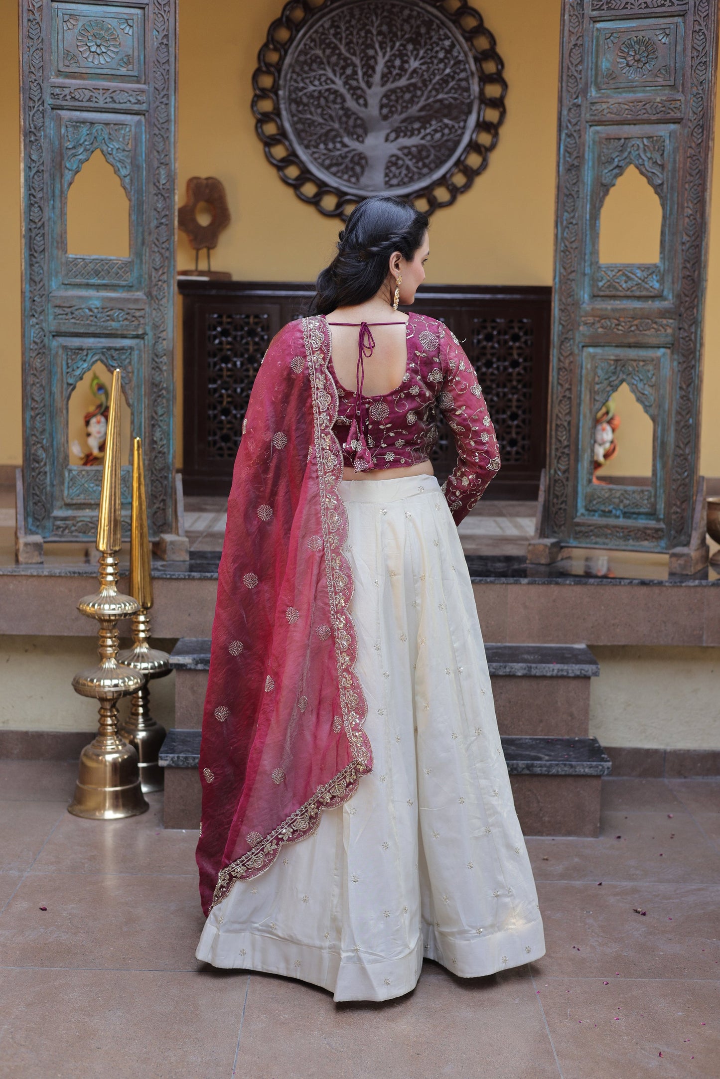 Lorenvalley Fashion Magenta Cosmos Fabrics with Zari & Sequins Embroidered work Lehenga Choli with Dupatta