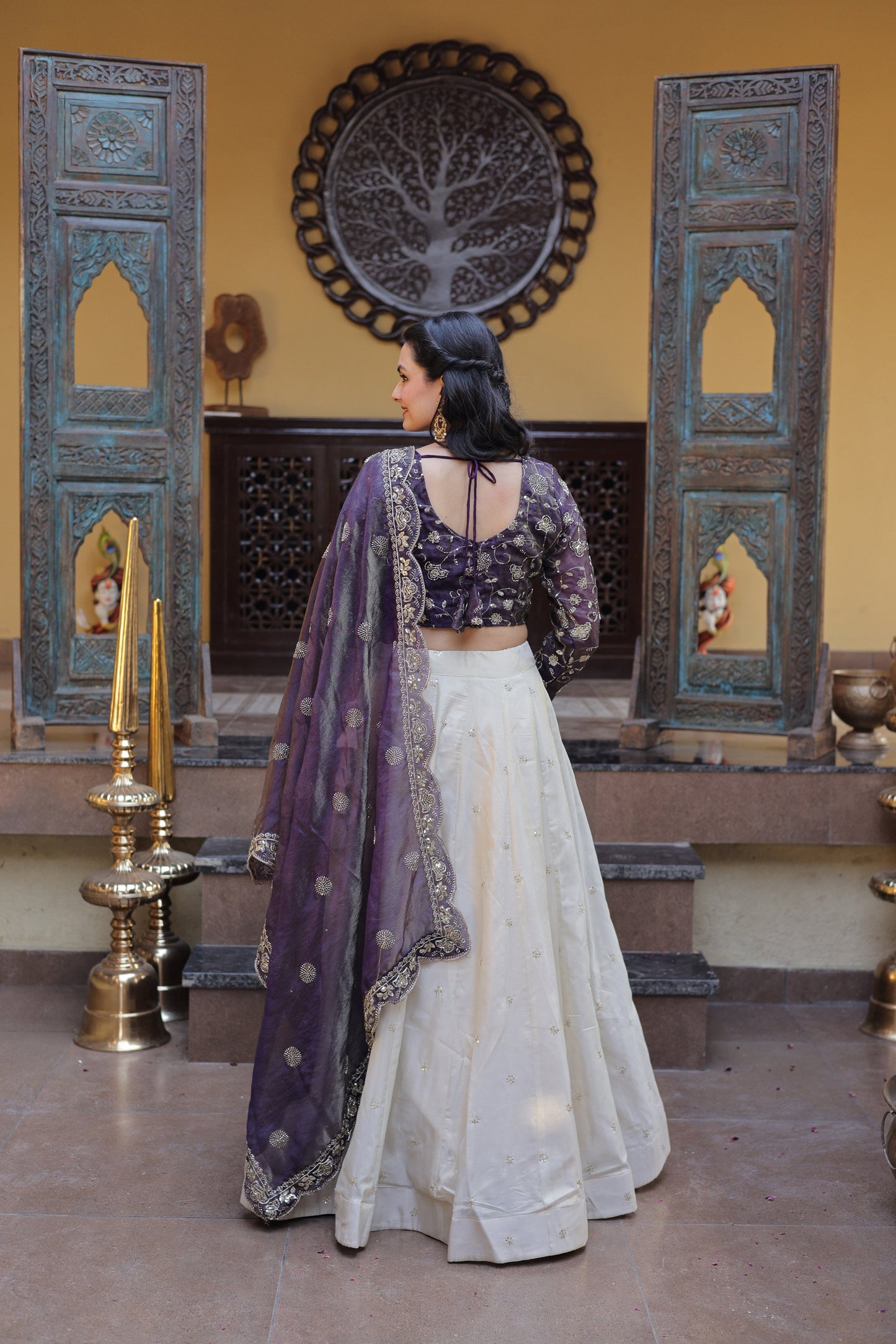 Lorenvalley Fashion Purple Cosmos Fabrics with Zari & Sequins Embroidered work Lehenga Choli with Dupatta