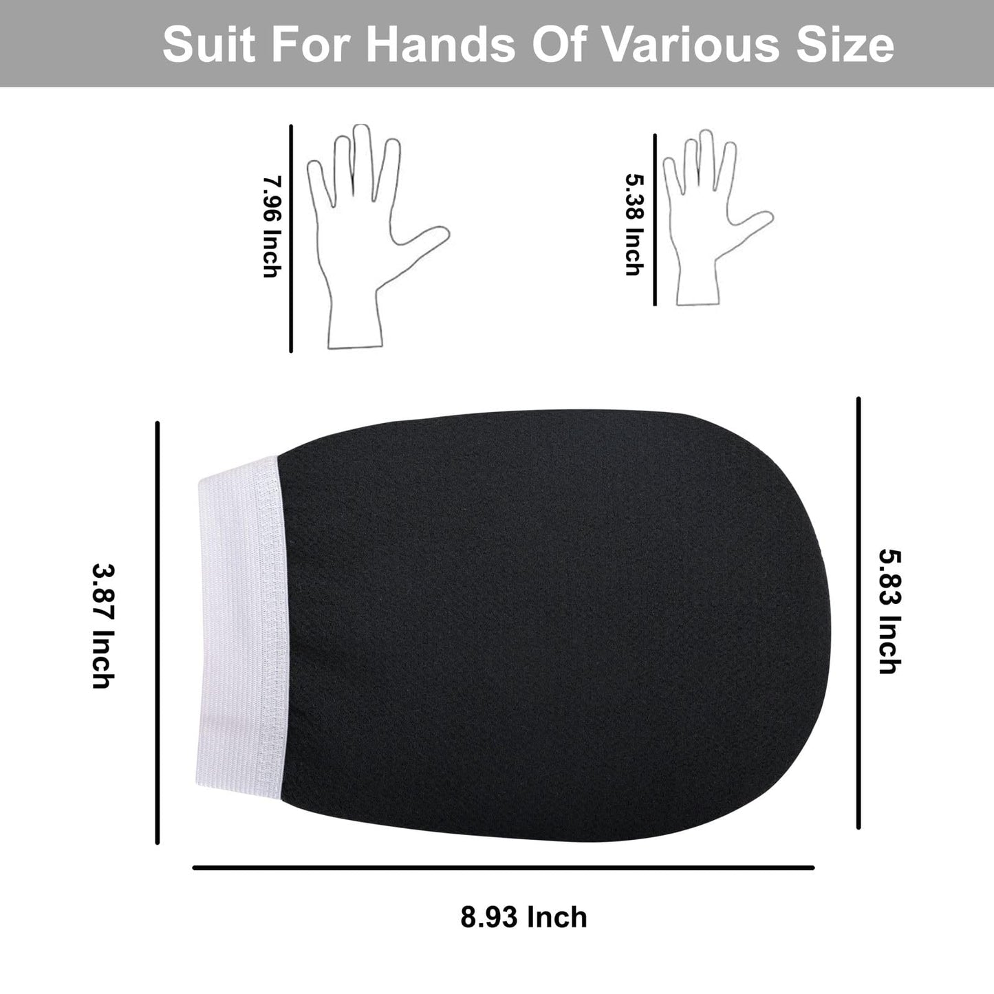 Exfoliating Bath Glove for Dead Skin, Unisex, Black