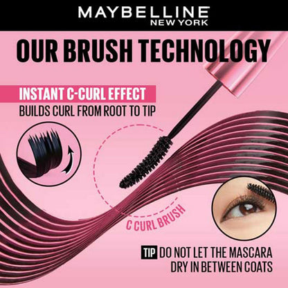 Maybelline Hypercurl Mascara, Black, Waterproof, 9.2ml