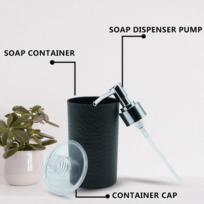 Soap Dispenser - Modern Design - Plastic - Black - 250 ml - Set of 3