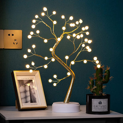 LED Bonsai Tree Lamp with Touch Switch - Warm White - 36 Pearl LEDs - USB & Battery Operated