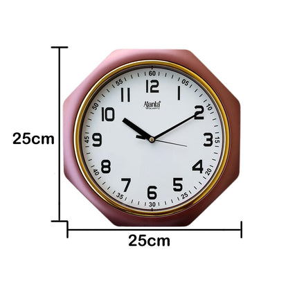 Ajanta Plastic Analog Wall Clock 25cm x 25cm Brown with Glass Face