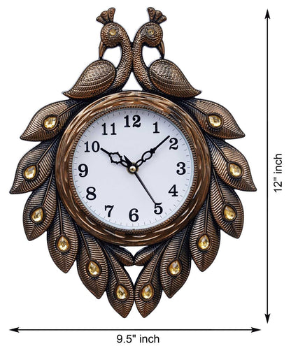 Peacock Wall Clock with Large Numerals - Plastic - White Face - Silent Movement