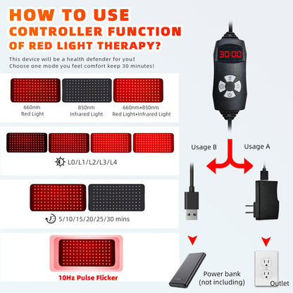 Red Light Therapy Band 120 LEDs 660nm 850nm Adjustable for Full Body Use