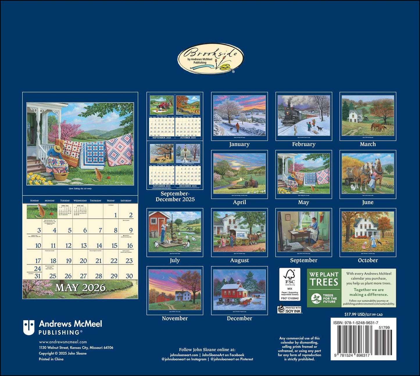 John Sloane's Country Seasons® 2026 Deluxe Wall Calendar: 40th Anniversary Ed.