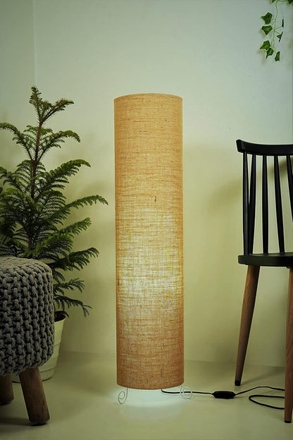 Dimmable Floor Lamp with Cotton Shade - Brown - Modern Design for Living Room, Bedroom, Office