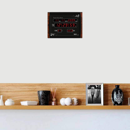 Digital Wall Clock with Red LED Display, 39.6 cm x 29.6 cm, Electric Powered