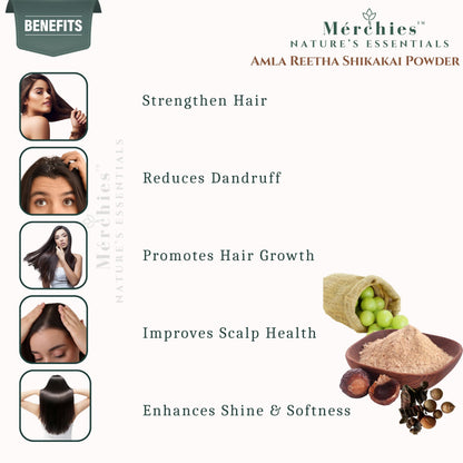 Amla Reetha Shikakai Powder Mix - 225g Natural Hair Cleanser