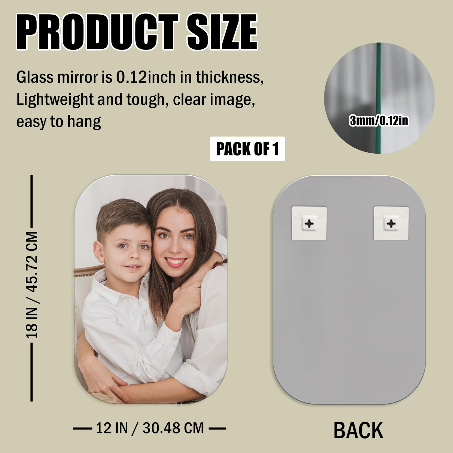 Frameless Wall Mirror - Silver Finish - 45 x 30 cm - Rectangular - Modern Design
