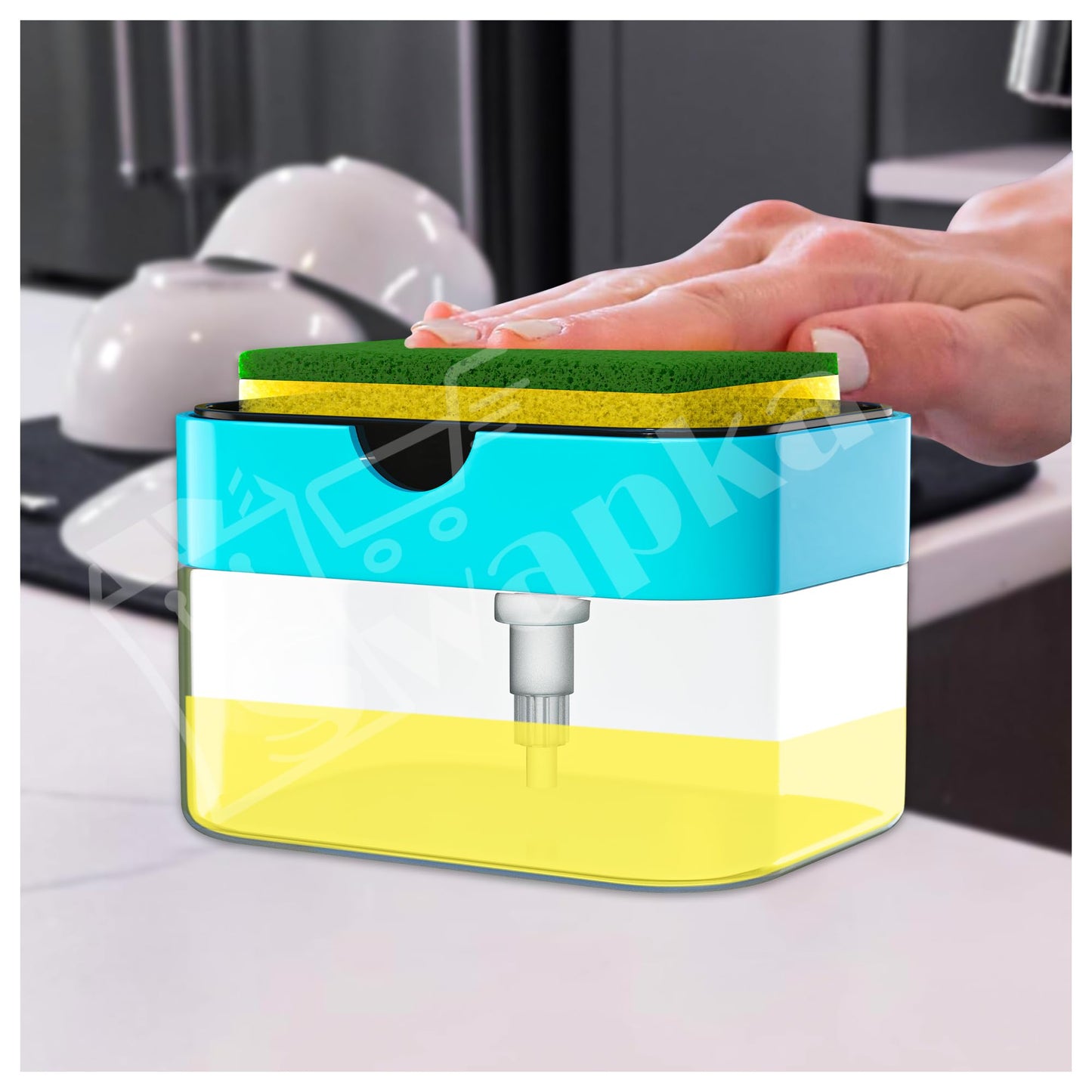 2-in-1 Soap Dispenser with Sponge Holder - 400 ML - Multi-Color