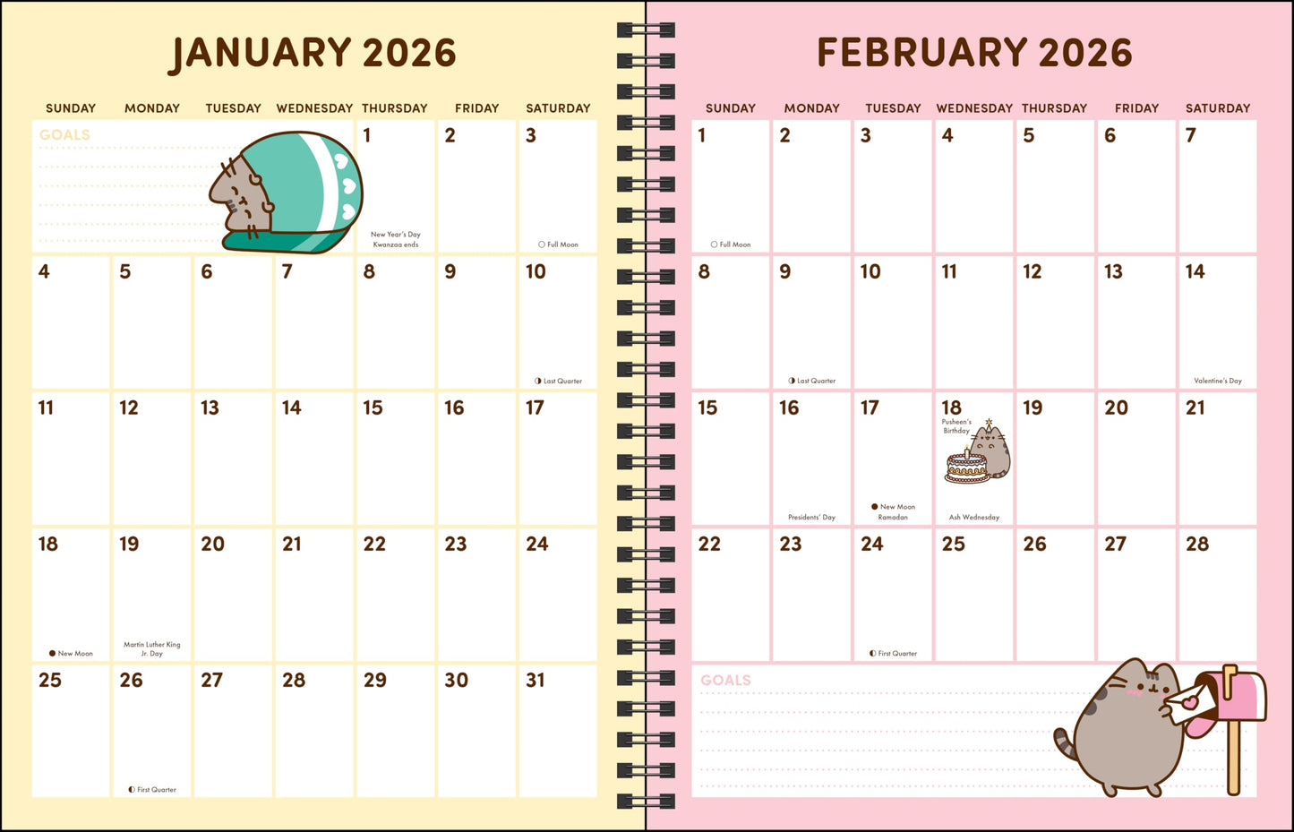 Pusheen 16-Month 2025-2026 Weekly/Monthly Planner Calendar: You Look Great 