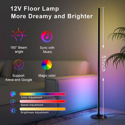 LED Floor Lamp with RGB Lighting, Aluminium Alloy, Modern Design for Living Room