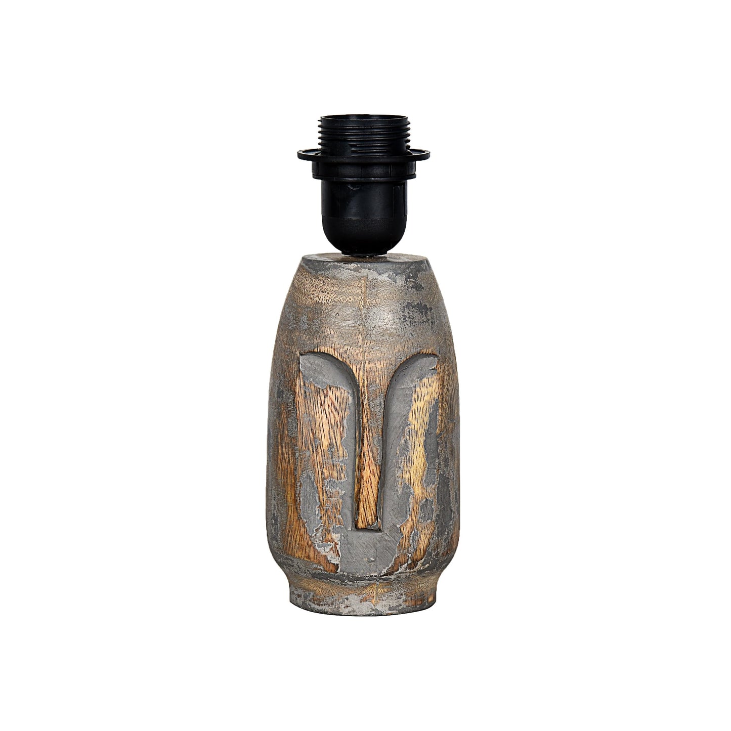 Table Lamp Rustic Design Wood Grain Gray 15x15x33cm