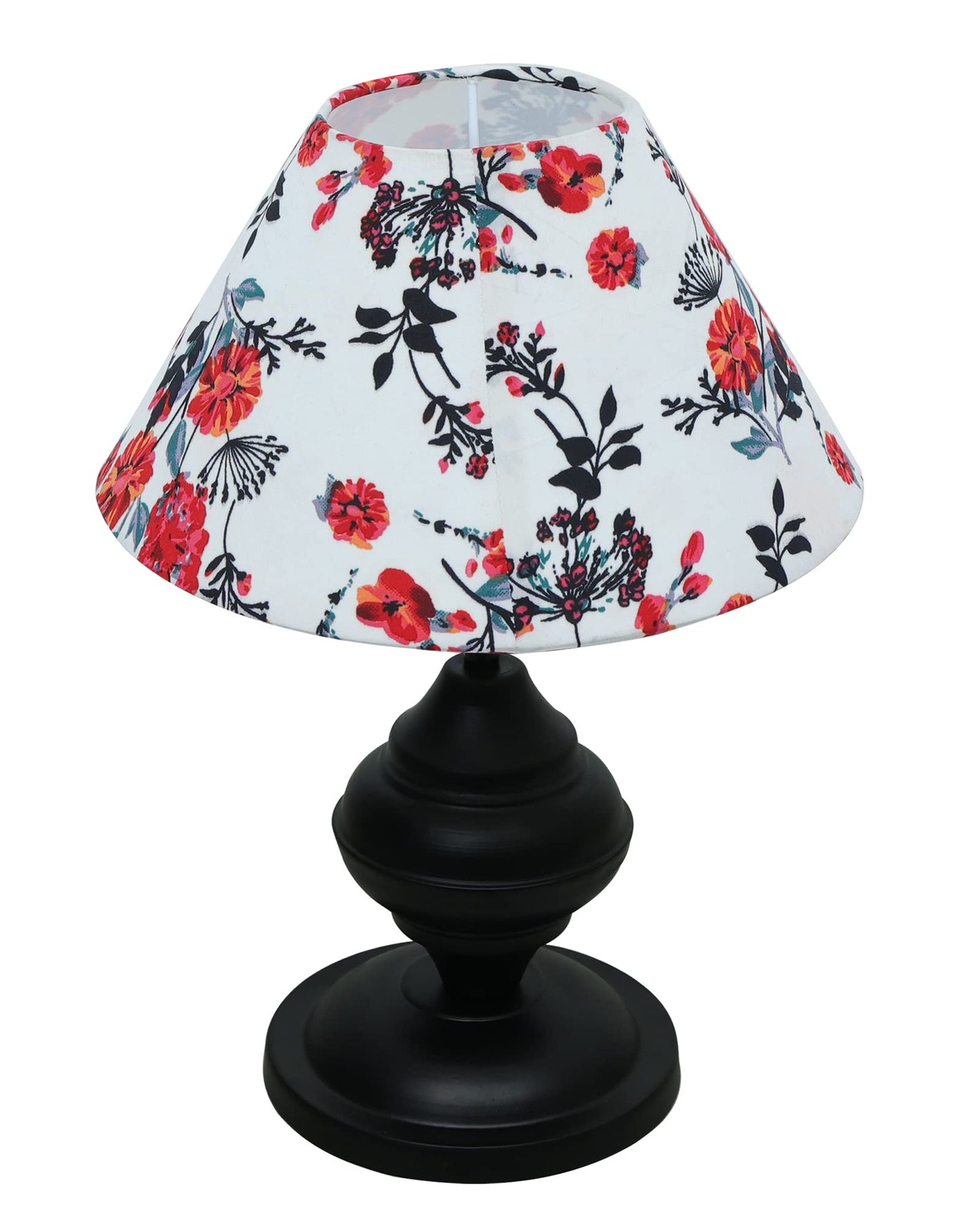 Table Lamp with Fabric Shade Black Metal 25x25x40cm