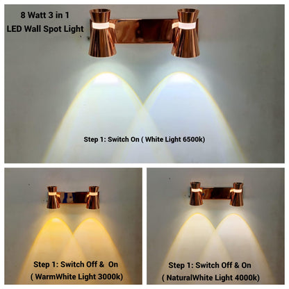 Wall Light with Adjustable Head and Colour Changing Function - Rose Gold Finish