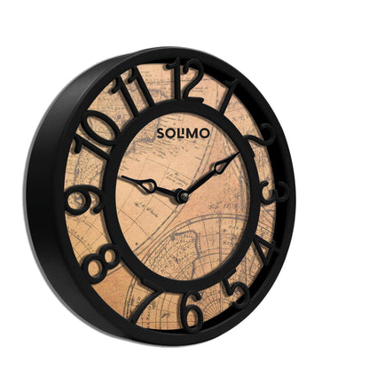 8-Inch Black Plastic Analog Wall Clock with Quartz Movement