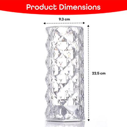 LED Table Lamp with Astronaut Projector and Crystal Design - 16 Color Changing - USB Rechargeable - Modern Touch Control
