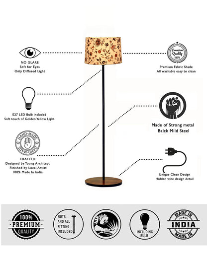 LED Floor Lamp with Black Torchiere Base and White Frosted Glass Shade - 27.9cm Width, 132cm Height