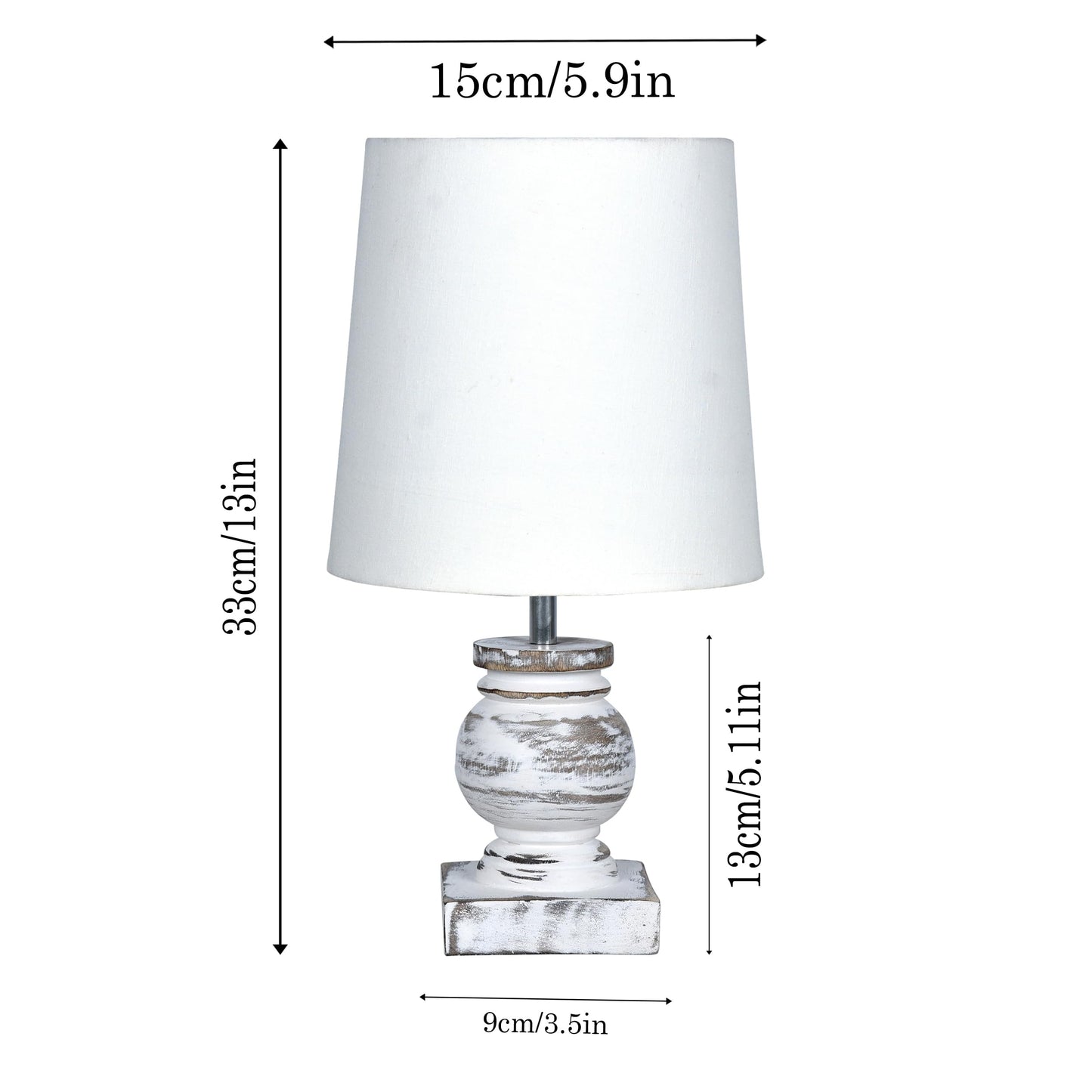 Table Lamp Rustic Design Wood Grain White 15x15x33cm