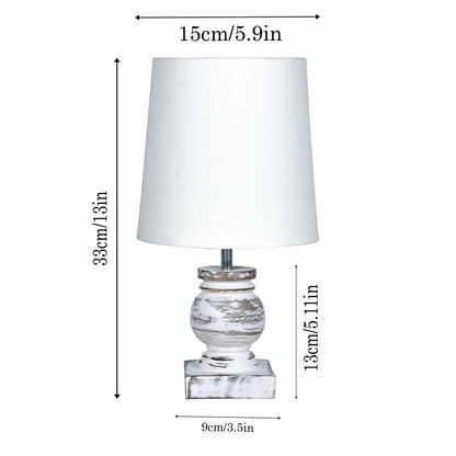 Table Lamp Rustic Design Wood Grain White 15x15x33cm