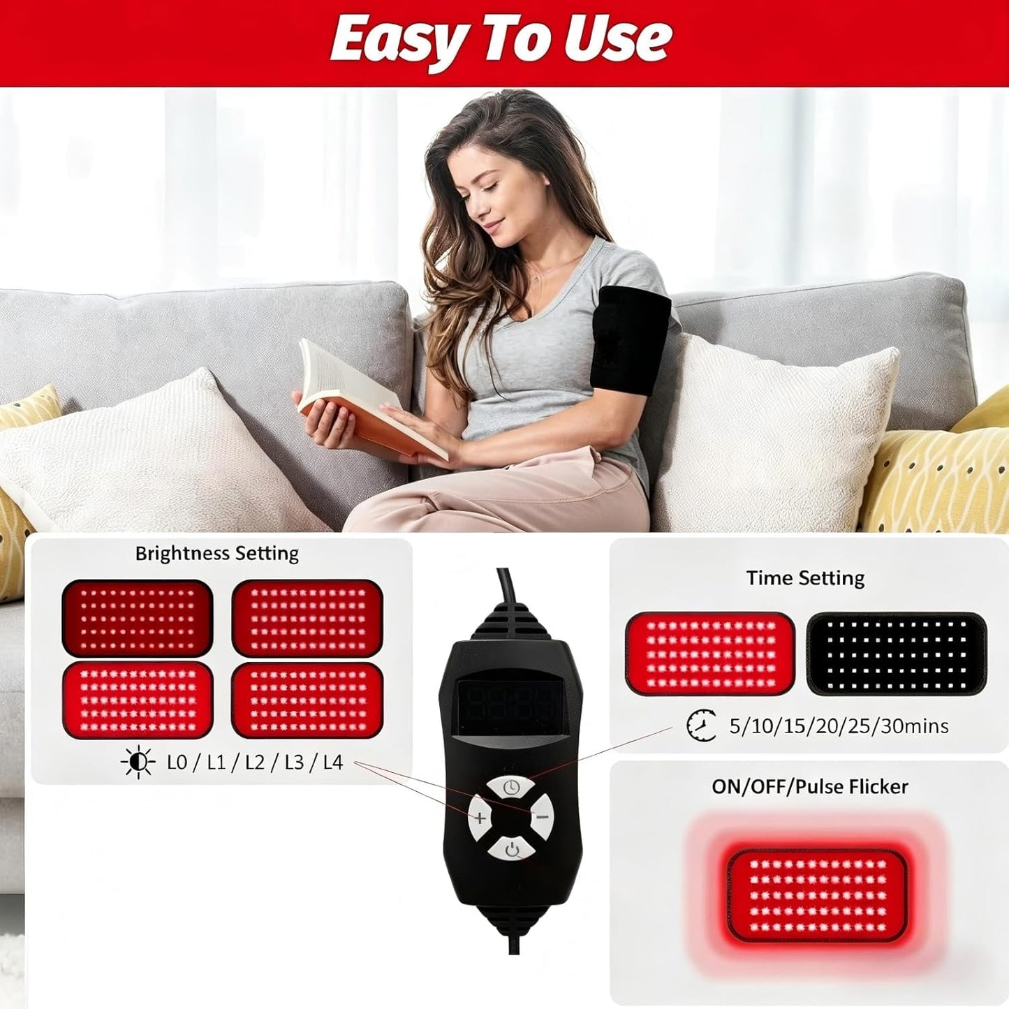 Red Light Therapy Pad 660nm & 850nm for Body, 60 LEDs, Timer, 12.6 x 5.9 inches, Suitable for Shoulder, Back, Knee