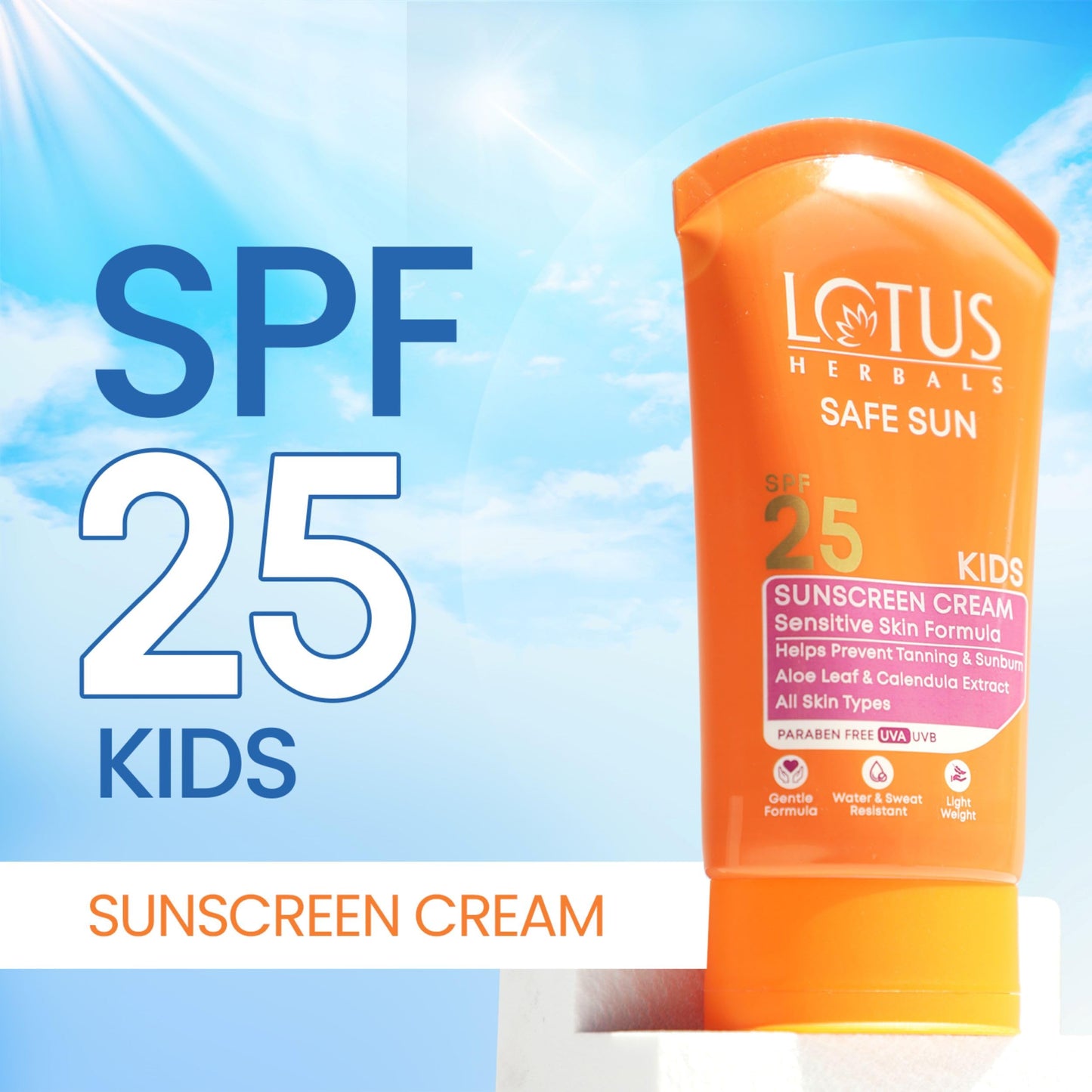 Kids Sunscreen SPF 25 - Sensitive Skin, Waterproof, 50g