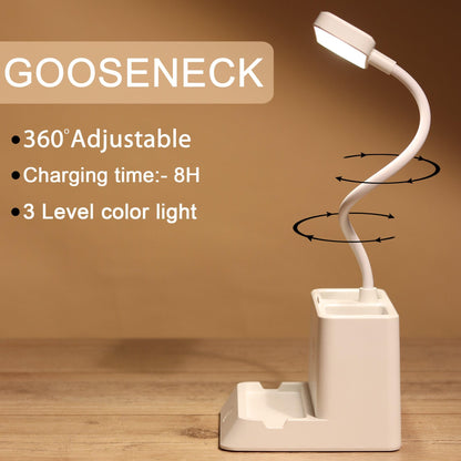 LED Desk Lamp with Touch Control, 3 Color Modes, Flexible Gooseneck, White