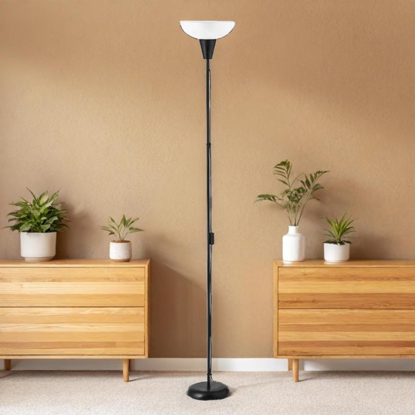 Modern LED Floor Lamp with Adjustable Height - 180 cm - Minimalist Design - Black - Flexible Gooseneck