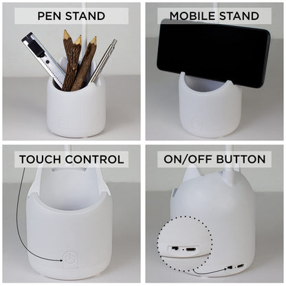LED Table Lamp with 3 Colour Modes, Plastic, White, Adjustable Gooseneck